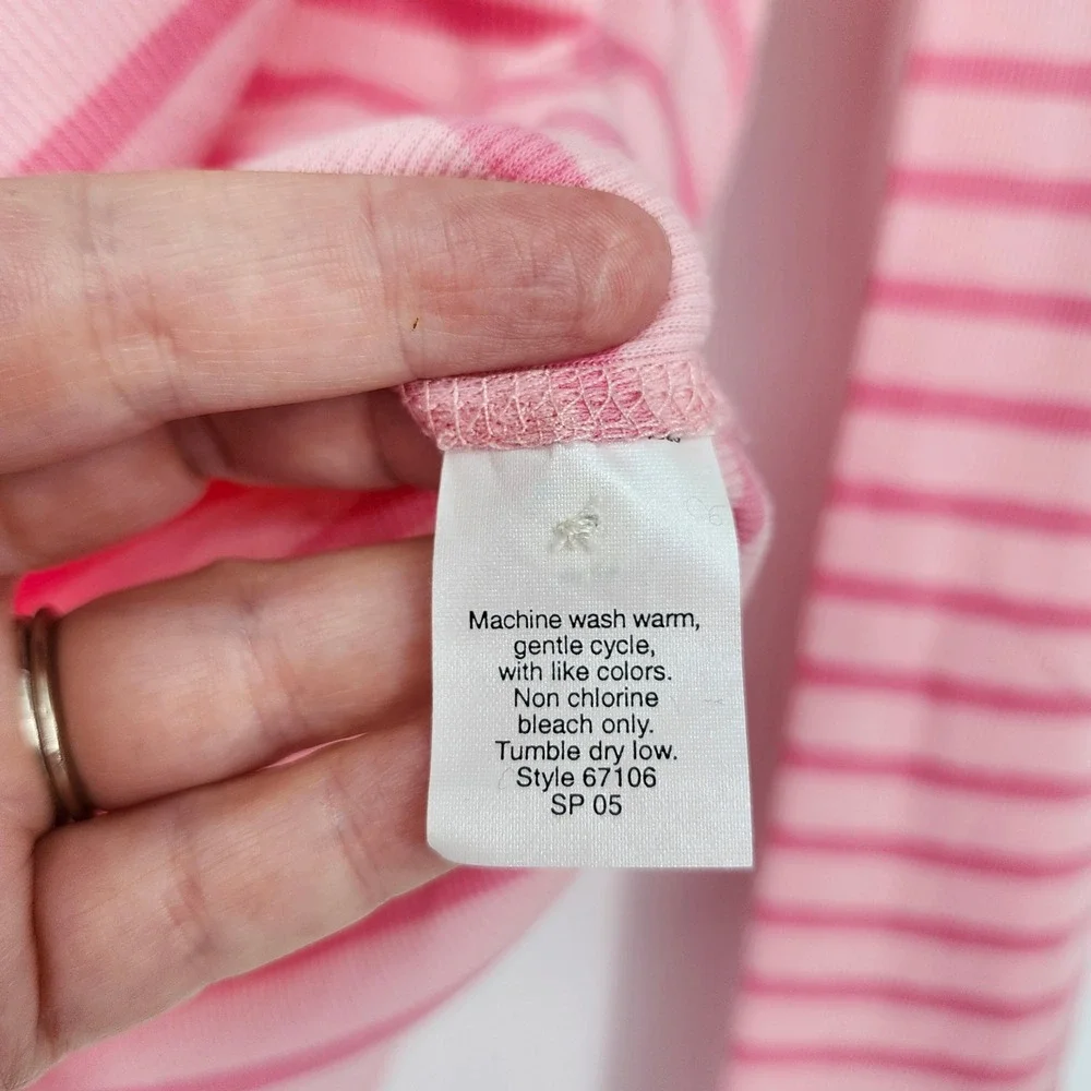 J.Crew Y2K Retro 2000s Preppy Ribbed Knit Henley Top Size M Pink Striped NWT